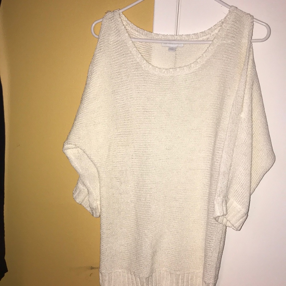 White cold shoulder sweater